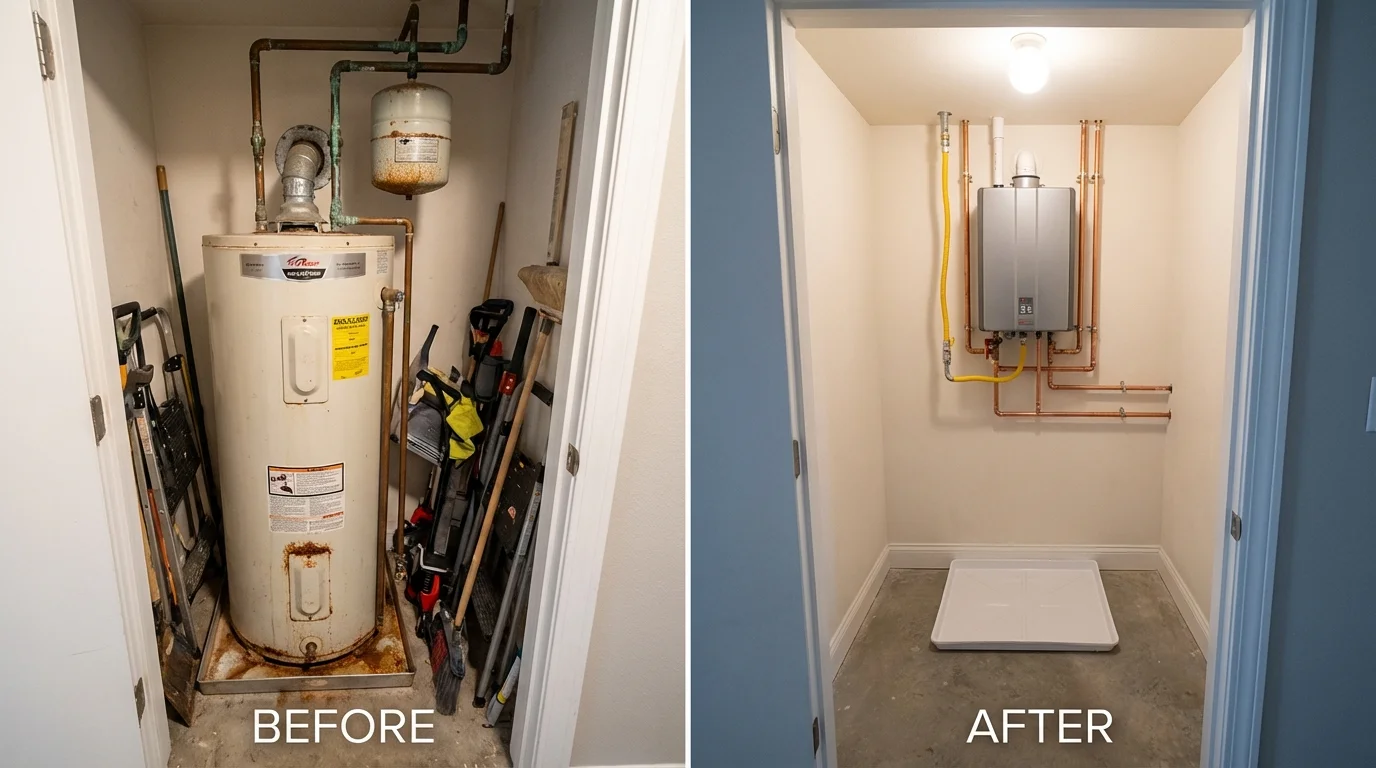 Tank water heater versus wall-mounted tankless unit comparison for Bristol, RI homeowners